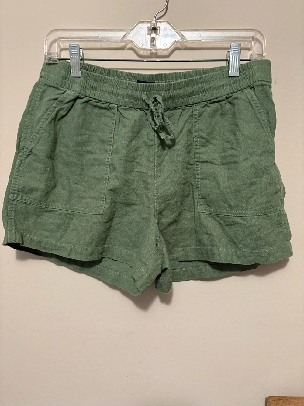 J. Crew Olive Green Drawstring Linen-Blend Athletic Shorts